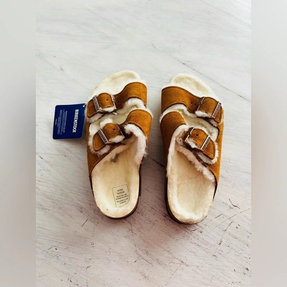 Birkenstock Arizona Shearling Sandal in Mink Size 37 NWT $160 - Picture 3 of 11